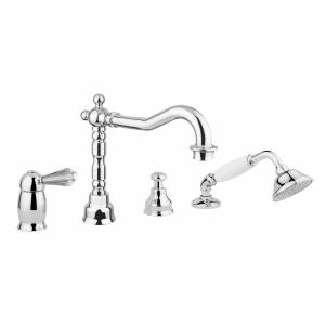 Смеситель врезной на борт ванны на 4 отверстия Bugnatese Oxford Kristal