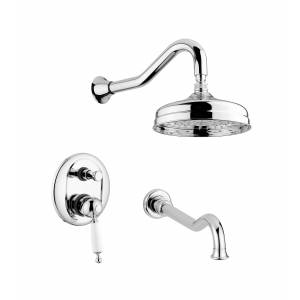 Комплект:смеситель врезной с изливом и верхним душем Bugnatese Oxford