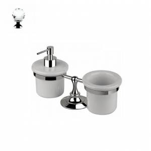  Дозатор для жидкого мыла и стаканчик настольный Bugnatese F4 с кристаллом Swarovski