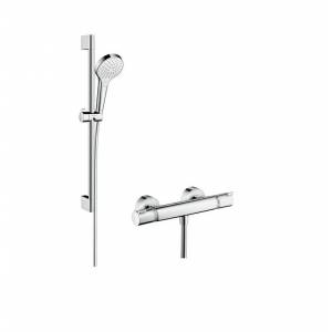 Смеситель-термостат с душевым гарнитуром Hansgrohe Croma Select S Vario Combi, на штанге, 650 мм