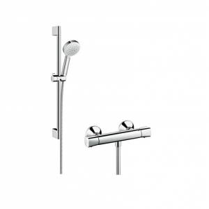 Смеситель-термостат с душевым гарнитуром Hansgrohe Crometta 100 Vario Combi, на штанге, 650 мм