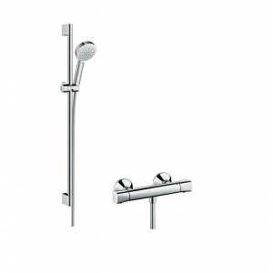 Смеситель-термостат с душевым гарнитуром Hansgrohe Crometta 100 Vario Combi, на штанге, 900 мм