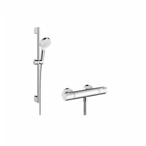 Смеситель-термостат с душевым гарнитуром Hansgrohe Crometta Vario/Ecostat 1001 CL Combi, на штанге, 650 мм