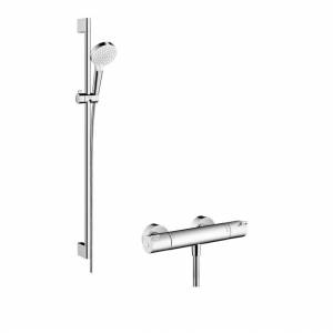 Смеситель-термостат с душевым гарнитуром Hansgrohe Crometta Vario/Ecostat 1001 CL Combi, на штанге, 900 мм