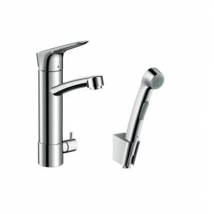 Высокий смеситель для раковины Hansgrohe Logis с гигиеническим душем