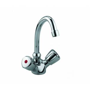 Смеситель двухвентильный Kludi Standard для раковины с донным клапаном и поворотным изливом