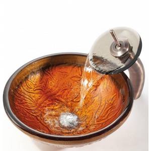 Kraus Раковина - чаша Copper стеклянная, на столешницу