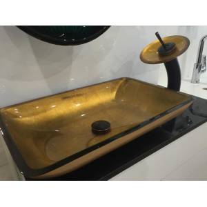 Kraus Раковина - чаша Golden Pearl стеклянная, на столешницу