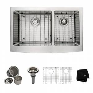 Мойка кухонная двойная нижнего монтажа с передним фартуком Kraus Precision