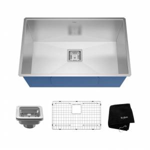 Мойка кухонная нижнего монтажа Kraus Pax  с сеткой и полотенцем