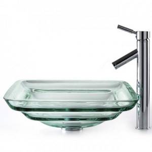 Kraus Clear Раковина - чаша стеклянная квадратная, на столешницу