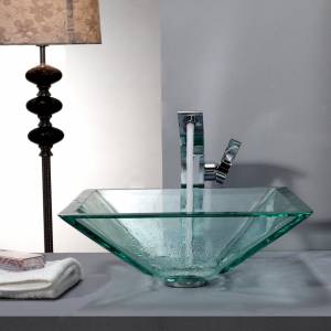 Kraus Clear Раковина - чаша стеклянная квадратная, на столешницу
