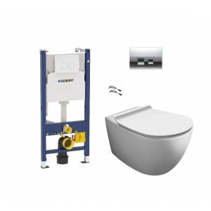 Комплект унитаз безободковый Simas Vignoni и инсталляция Geberit 4-в-1