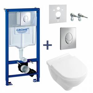Комплект унитаз Villeroy&Boch o.Novo Direct Flush и инсталляция Grohe
