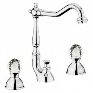 Смеситель для раковины Webert Karenina с кристаллом Swarovski и донным клапаном 